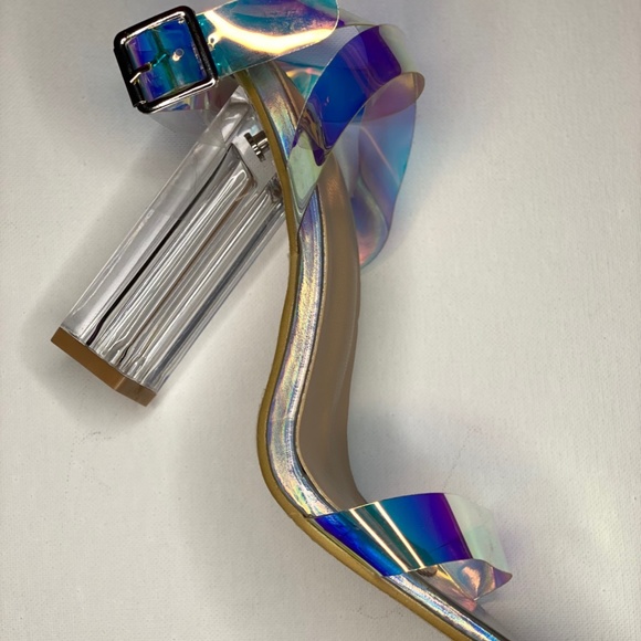 Prom Shoes! Clear Heel Open Toe (Clear & Hologram) - Picture 2 of 10